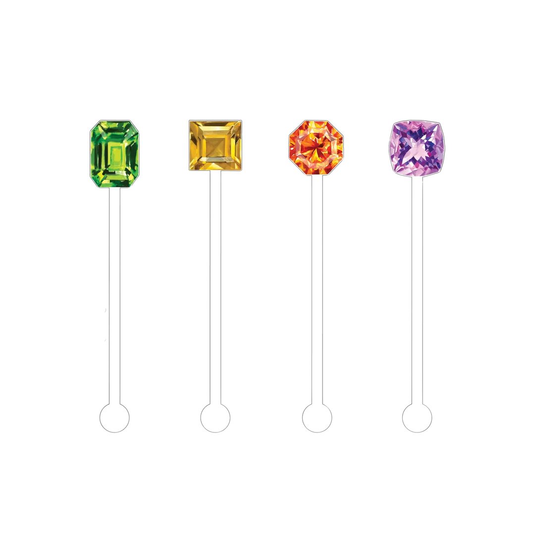 Gemstone Acrylic Swizzle Sticks
