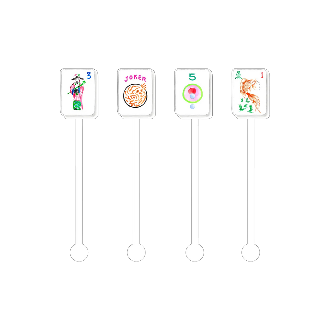 Mahjong Acrylic Swizzle Sticks