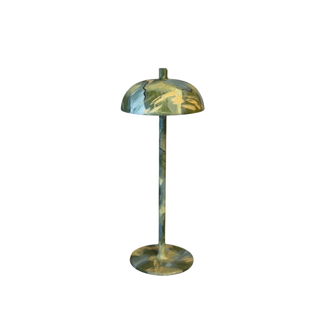 Hand Painted Green Marble Wireless Dome Lamp from Mood by DMJ in Lafayette, Louisiana – 12 inch cordless rechargeable dome lamp with adjustable warm, white, and bright white light settings.