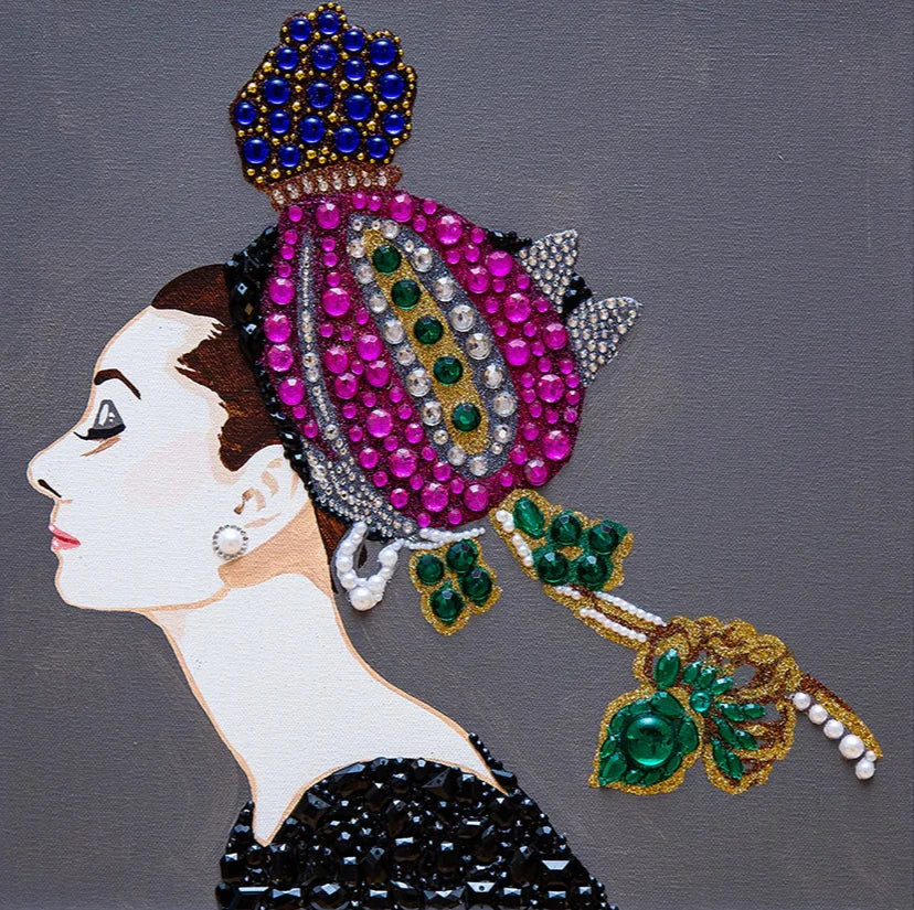 Audrey with Flower Brooch- Ashley Longshore
