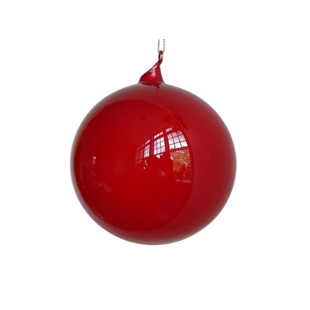 Jim Marvin 150mm deep red hand-blown glass ball ornament, from Mood by DMJ