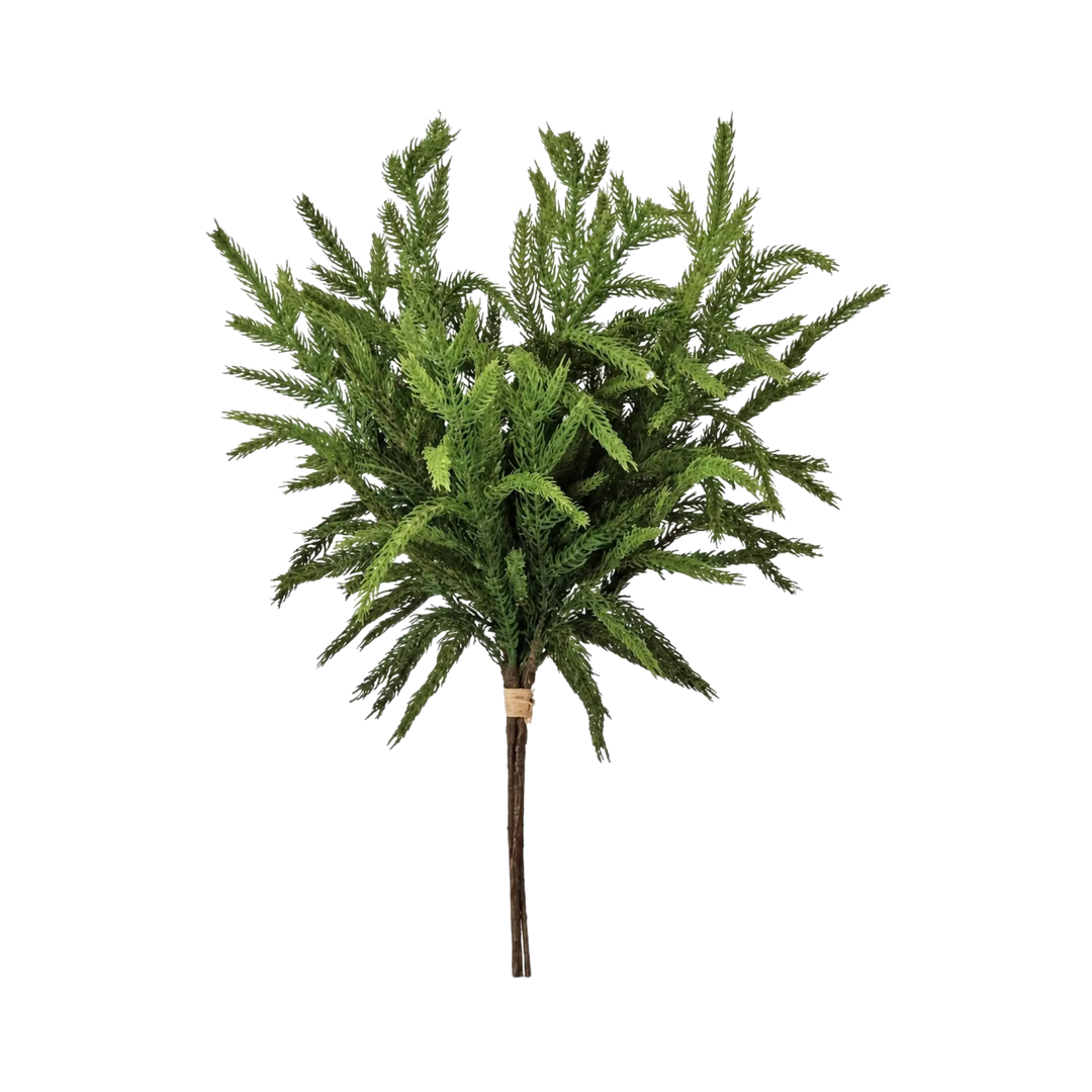 17 inch Norfolk Pine Pick Bundle with real touch PE stems for holiday garlands and wreaths