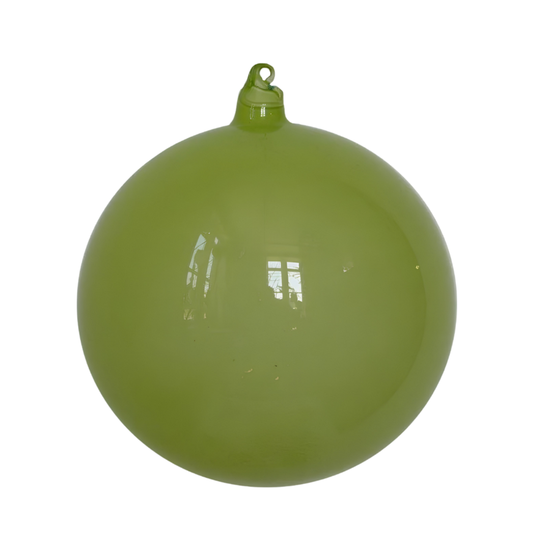 Jim Marvin 180mm soft lime green hand-blown glass ball ornament, from Mood by DMJ
