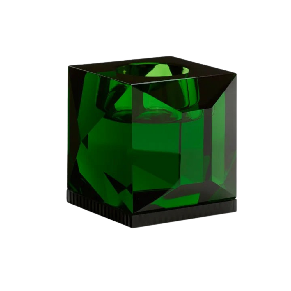 Ophelia Tea-Light Holder by Reflections Copenhagen in hand-cut crystal with colored inlays and faceted geometric design – Mood by DMJ Lafayette, LA.