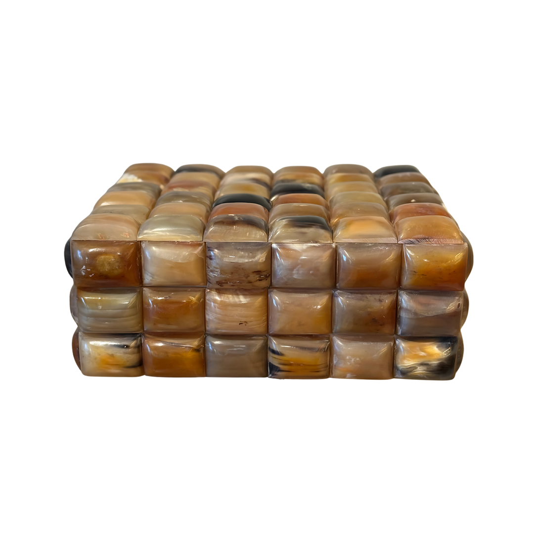 Box with 3D natural horn elements