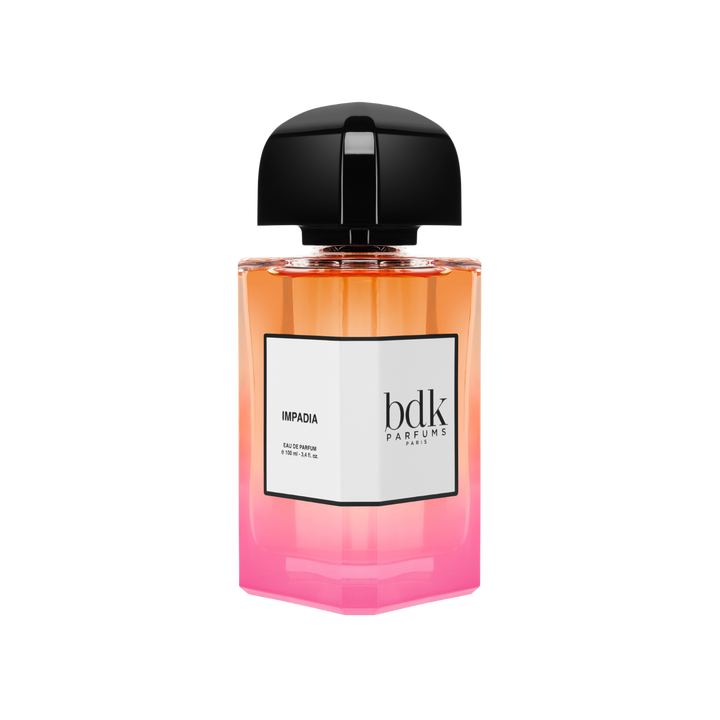 Impadia Eau de Parfum by BDK Parfums - side view of unisex niche floral fruity gourmand fragrance bottle with bdk Parfums label