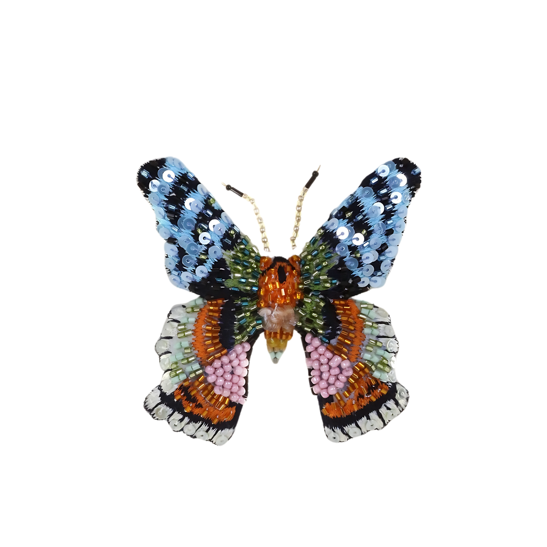 Cody Foster butterfly beaded ornament from Mood by DMJ, sparkling butterfly holiday decoration with intricate beaded wings, elegant Christmas décor