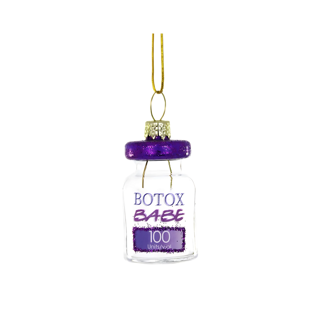 Cody Foster Botox Babe ornament from Mood by DMJ, cheeky Christmas ornament featuring glamorous figure with syringe, witty holiday décor