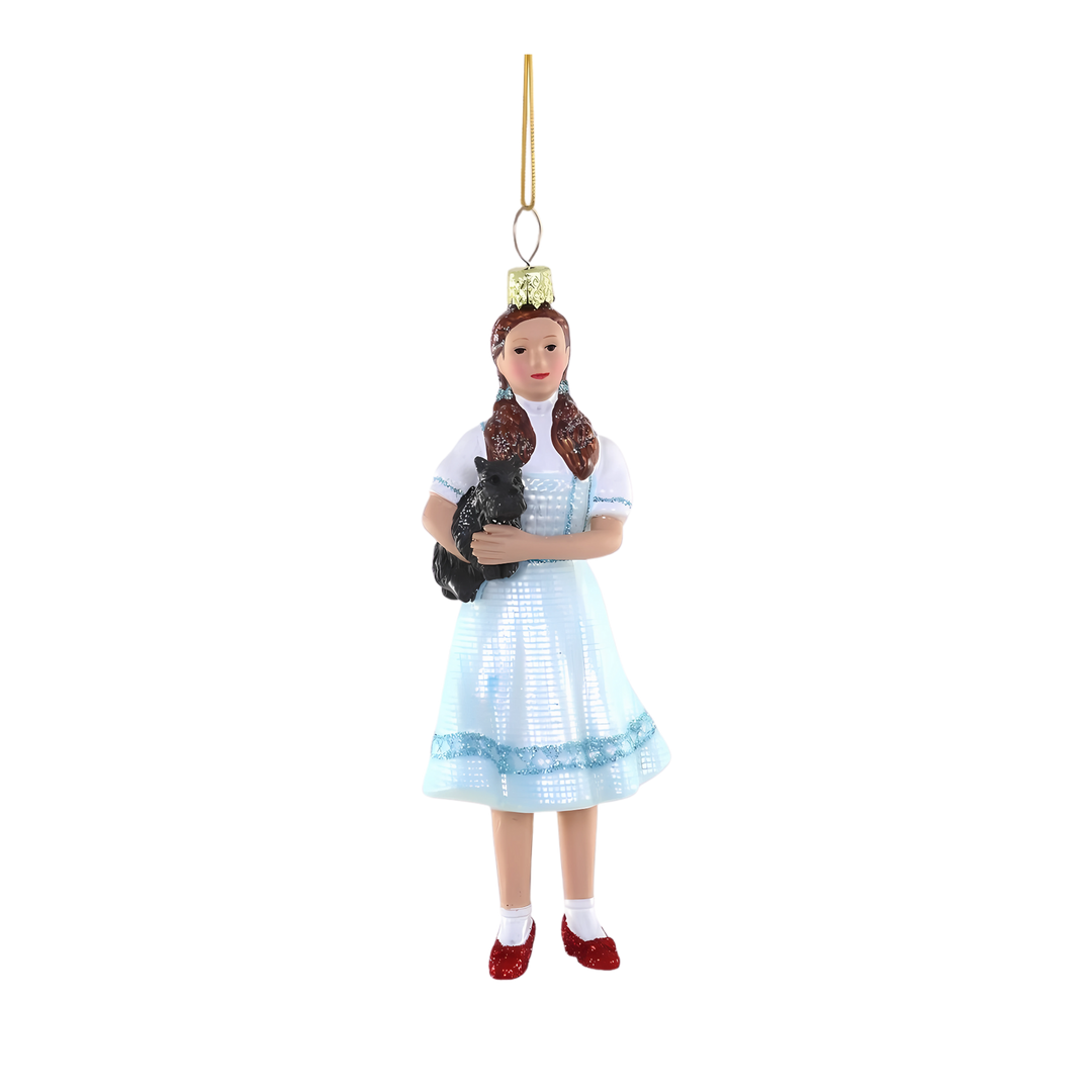 Cody Foster Dorothy ornament from Mood by DMJ, Wizard of Oz-inspired holiday decoration featuring Dorothy in blue dress, nostalgic Christmas décor
