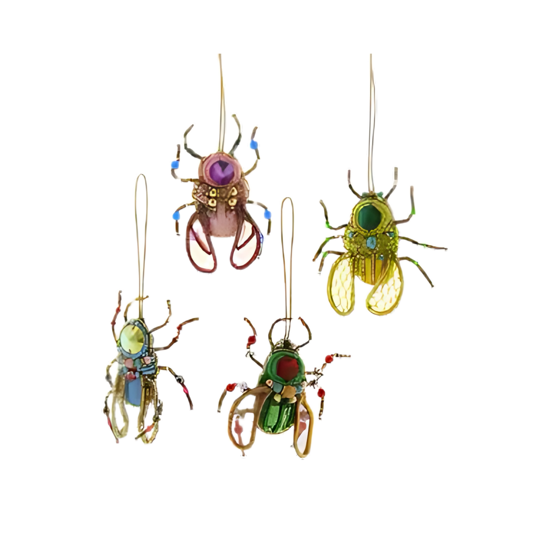 Cody Foster jeweled insect beaded ornaments from Mood by DMJ, sparkling insect-shaped holiday decorations with gem and bead details, whimsical Christmas décor