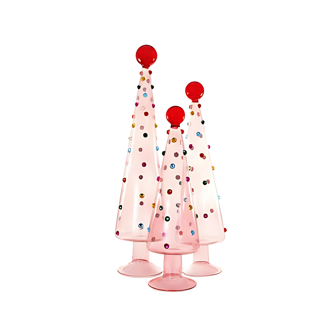 Cody Foster jeweled tabletop tree in transparent pink from Mood by DMJ, glamorous gem-like holiday tabletop decoration