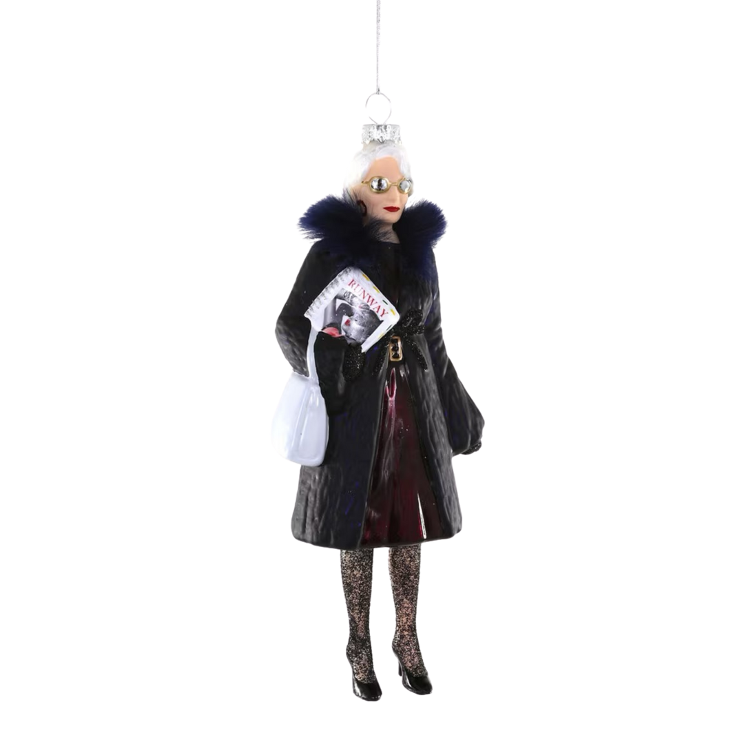 Cody Foster Miranda Priestly ornament from Mood by DMJ, Devil Wears Prada-inspired holiday ornament with chic detailing, fashion icon décor