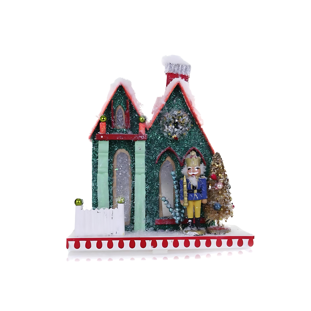 Cody Foster nutcracker cottage Christmas village from Mood by DMJ, festive holiday house with nutcracker-themed details