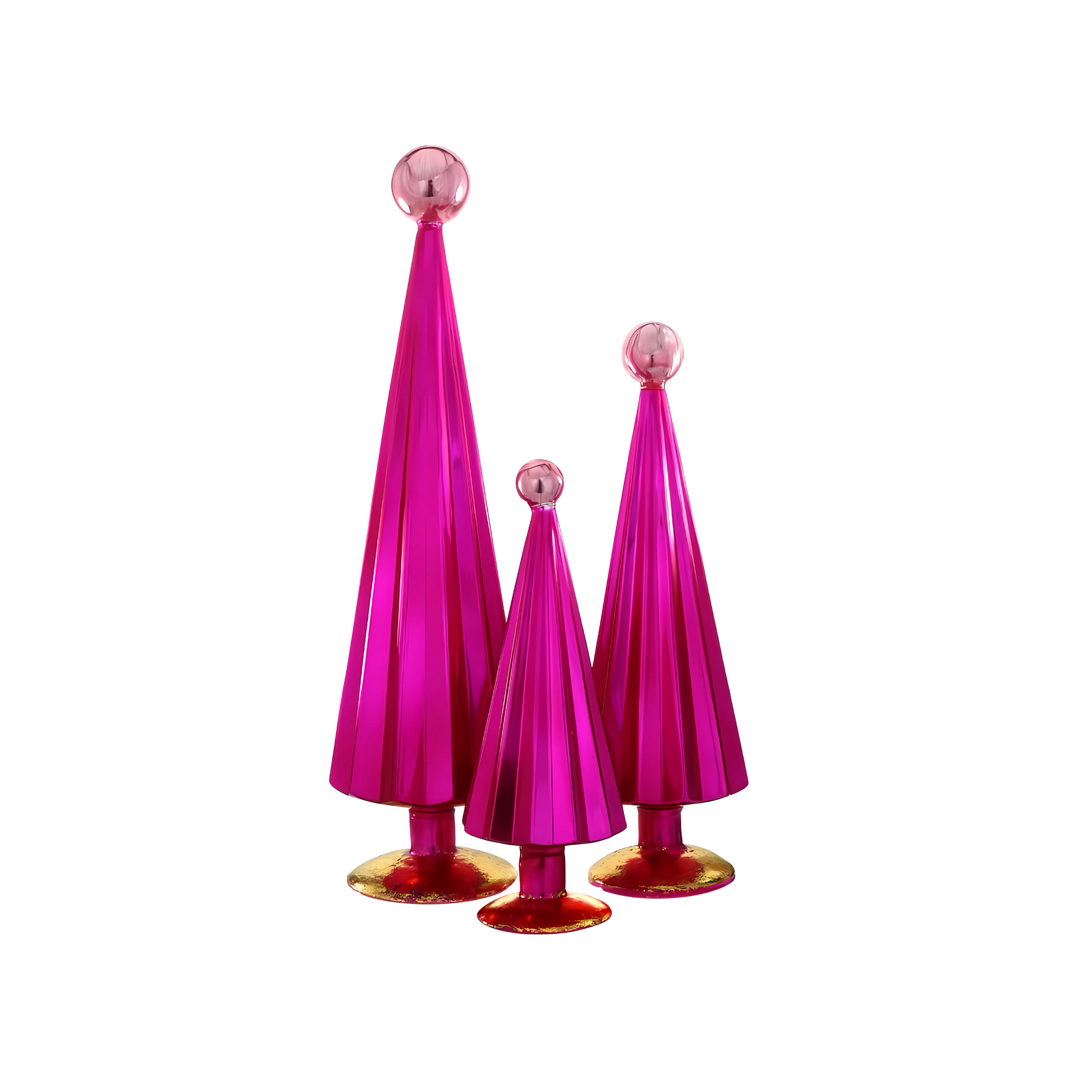 Cody Foster pleated tabletop tree in hot pink and light pink from Mood by DMJ, playful two-tone holiday tree decoration