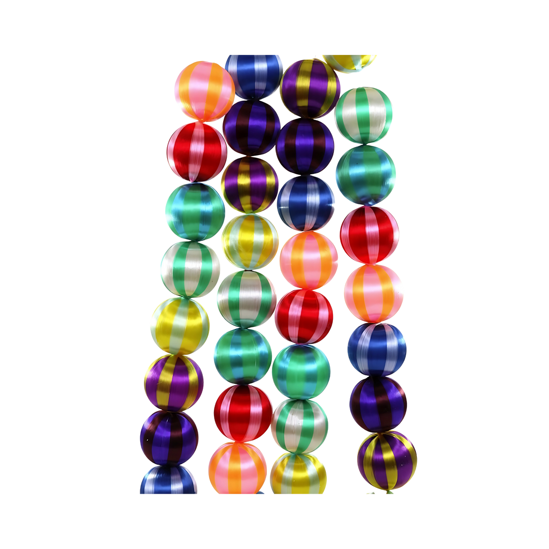 Cody Foster striped satin ball garland from Mood by DMJ, festive holiday garland with colorful satin ornaments, chic Christmas tree decoration