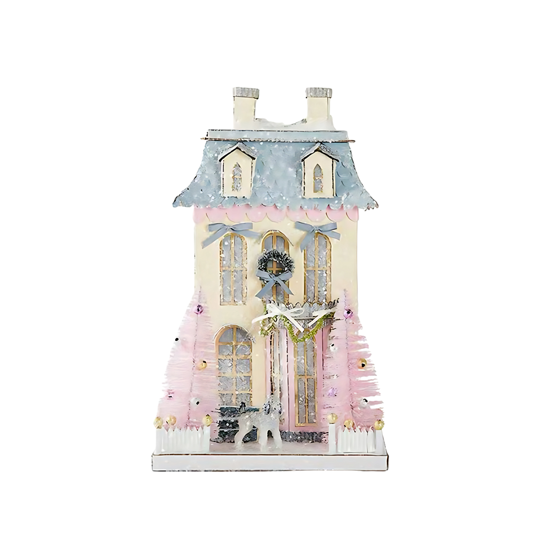 Cody Foster white chateau Christmas village from Mood by DMJ, elegant holiday house with French-inspired design and snowy details