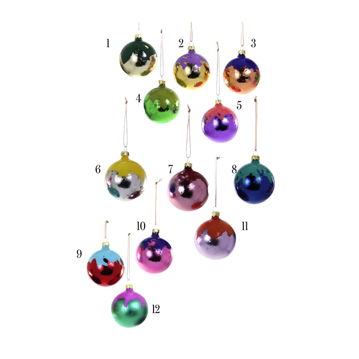 Cody Foster metallic foiled ornaments from Mood by DMJ, shiny reflective glass Christmas ornaments in jewel tones, glamorous holiday décor