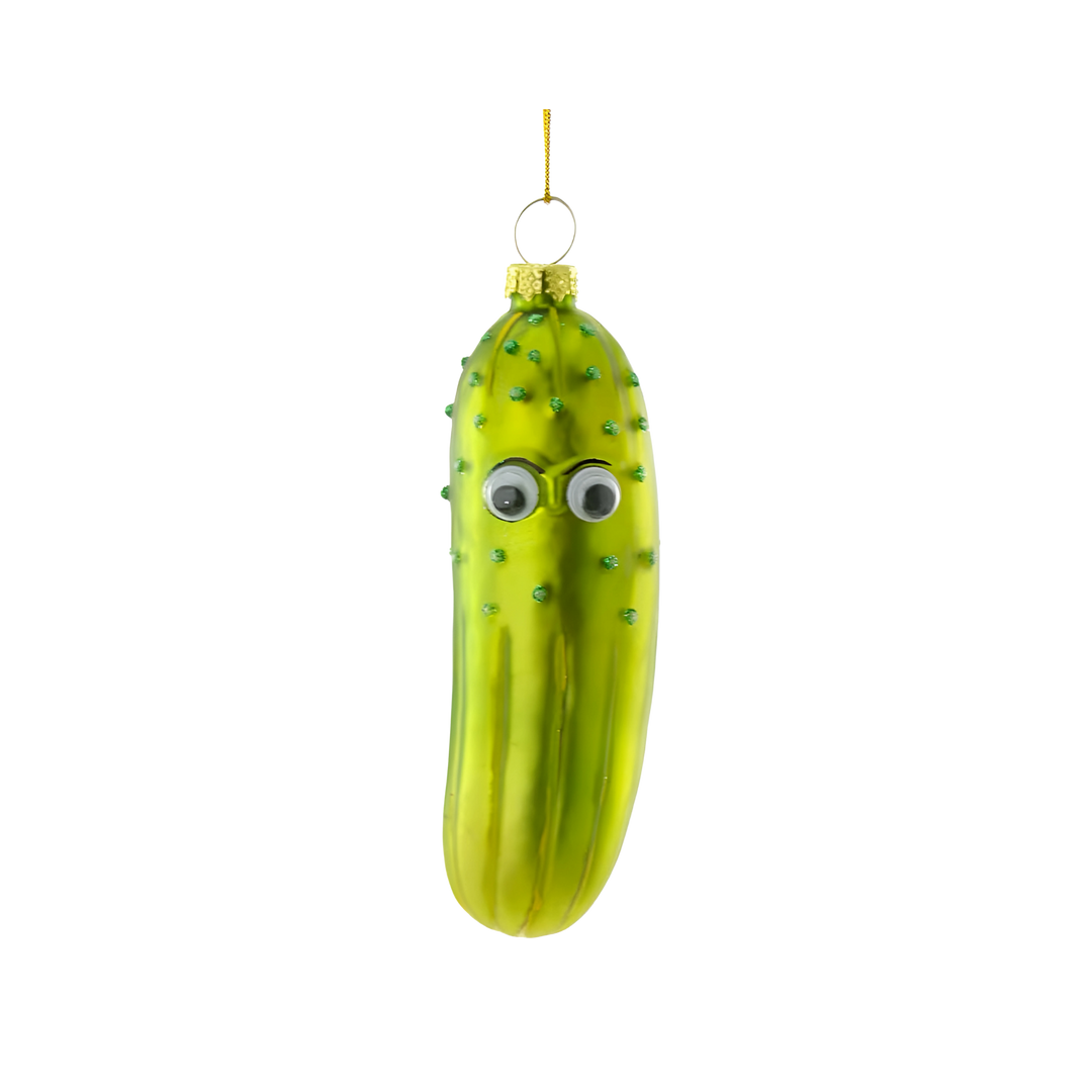 Cody Foster Christmas pickle ornament from Mood by DMJ, whimsical glass holiday ornament inspired by German tradition, fun novelty décor