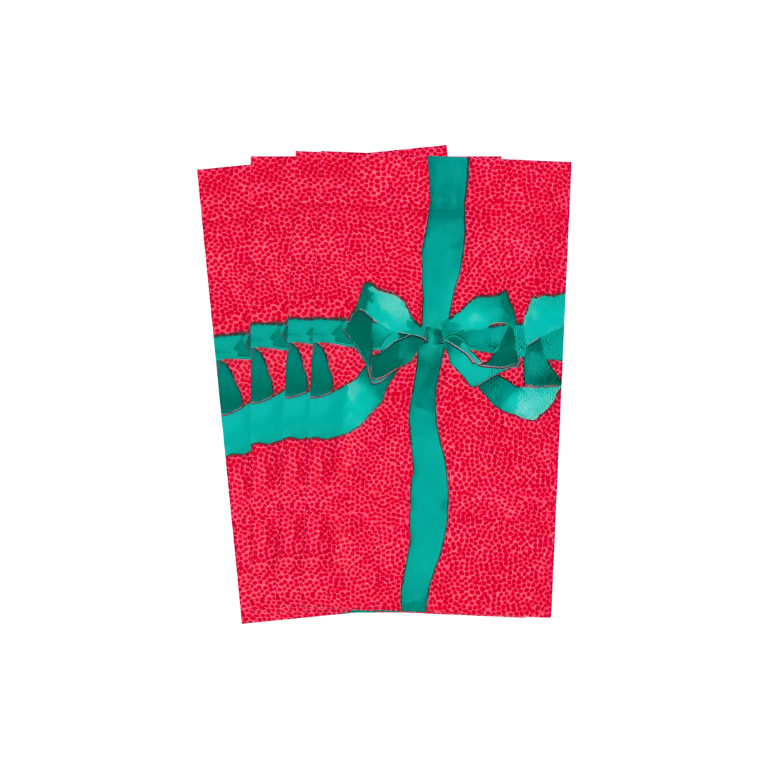 Caspari Red Tied with a Green Bow Paper Guest Towels – Set of 12