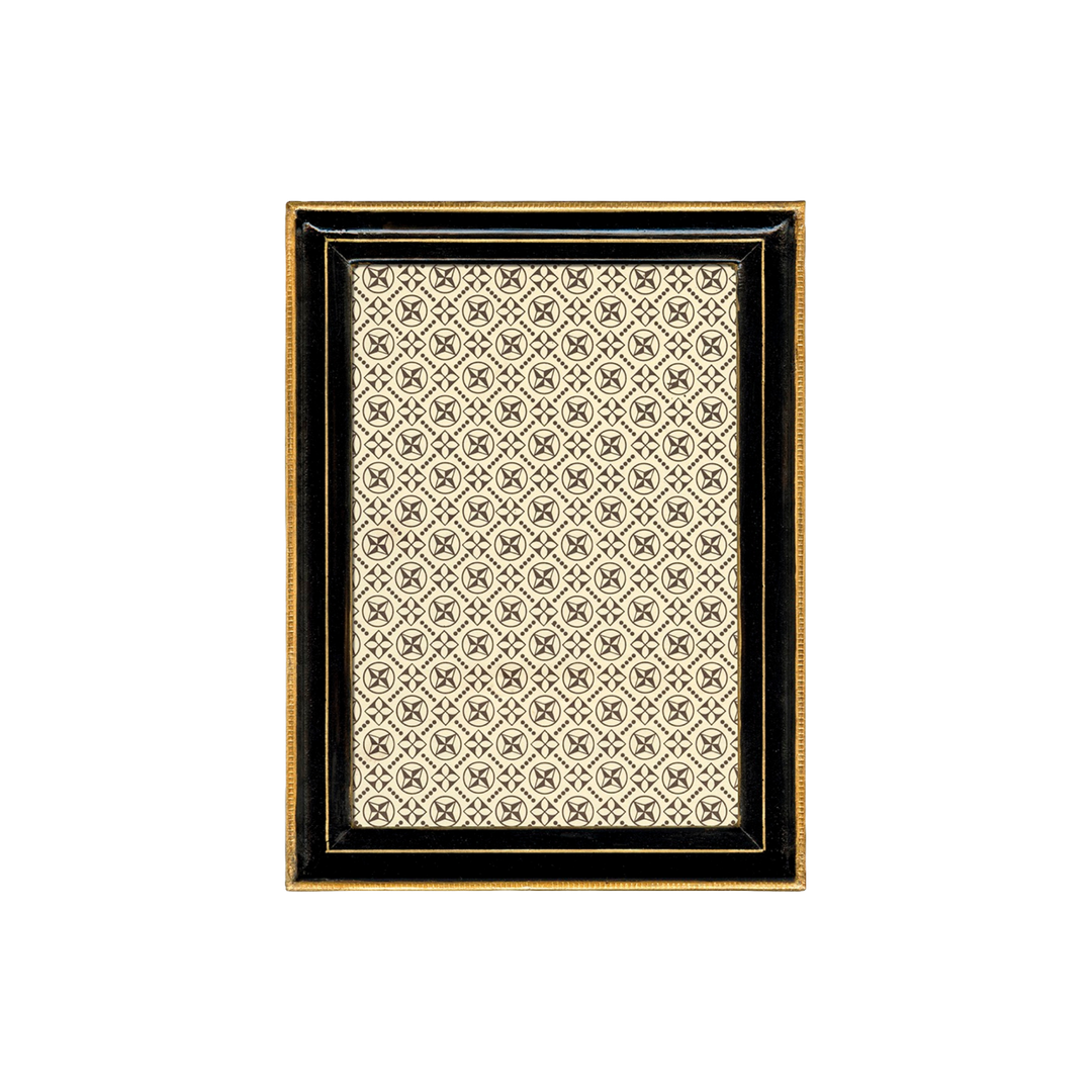 Ravenna black and gold Florentine handmade Italian tabletop frame in 5x7 size available at Mood by DMJ.