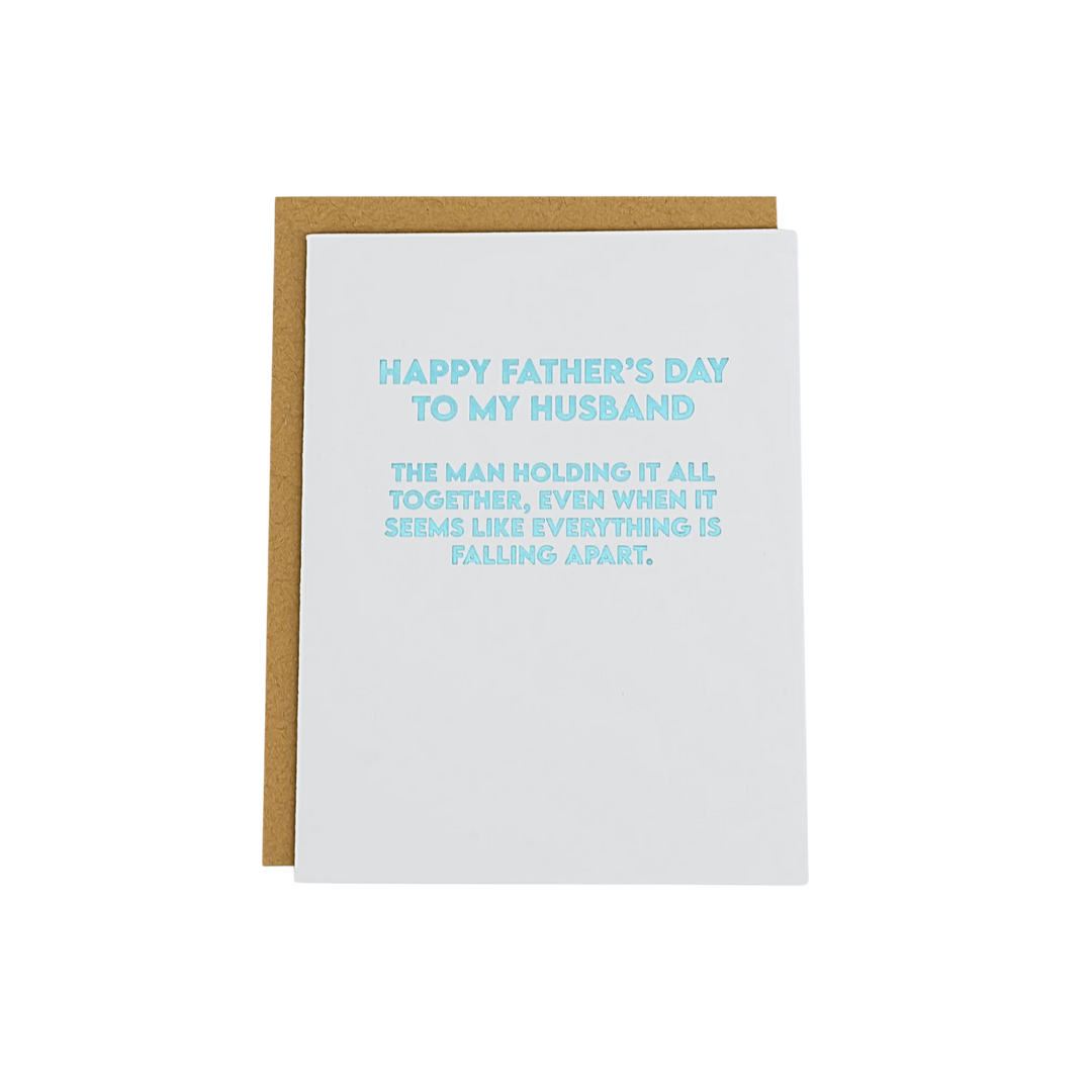 Letterpress Father’s Day card for husband with colorful envelope