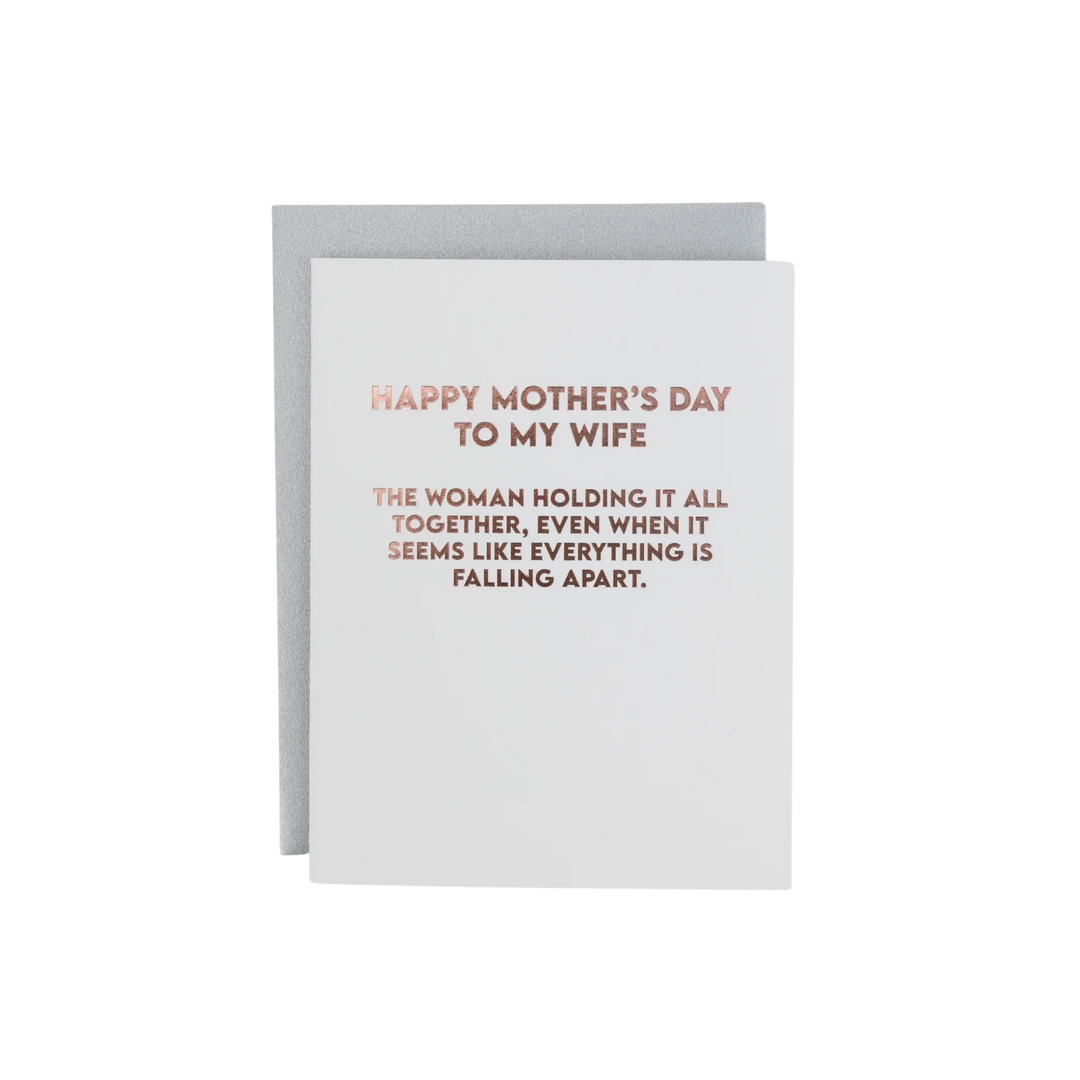 Letterpress Mother’s Day card for wife with neutral envelope