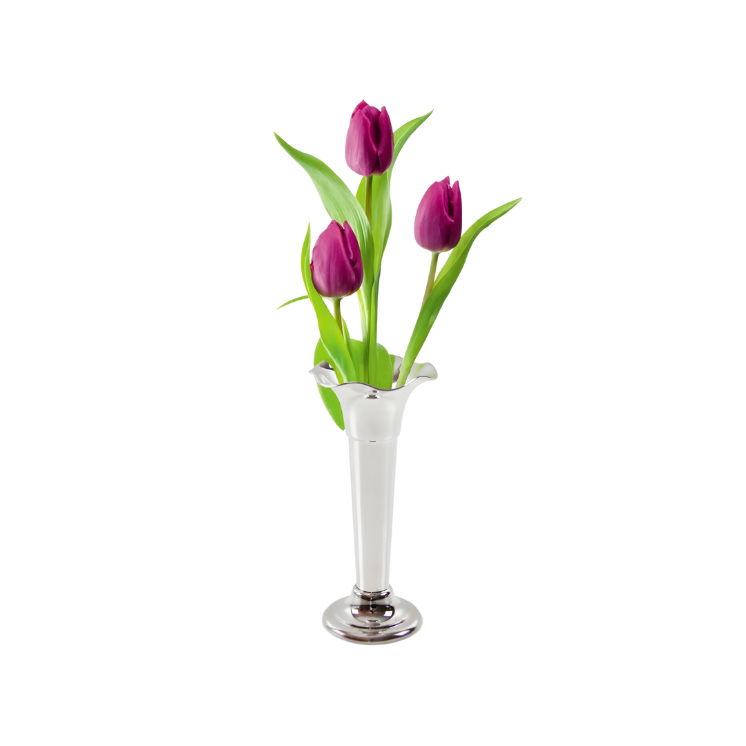 Corbell silver plated wavy edge decorative vase with scalloped rim