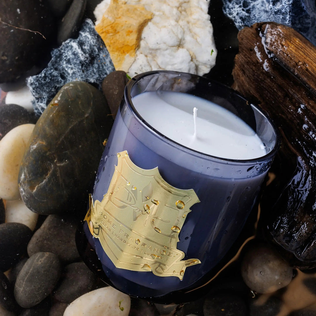 Water Wood coastal Christmas candle by DMJ Home Fragrance, hand-poured coconut wax