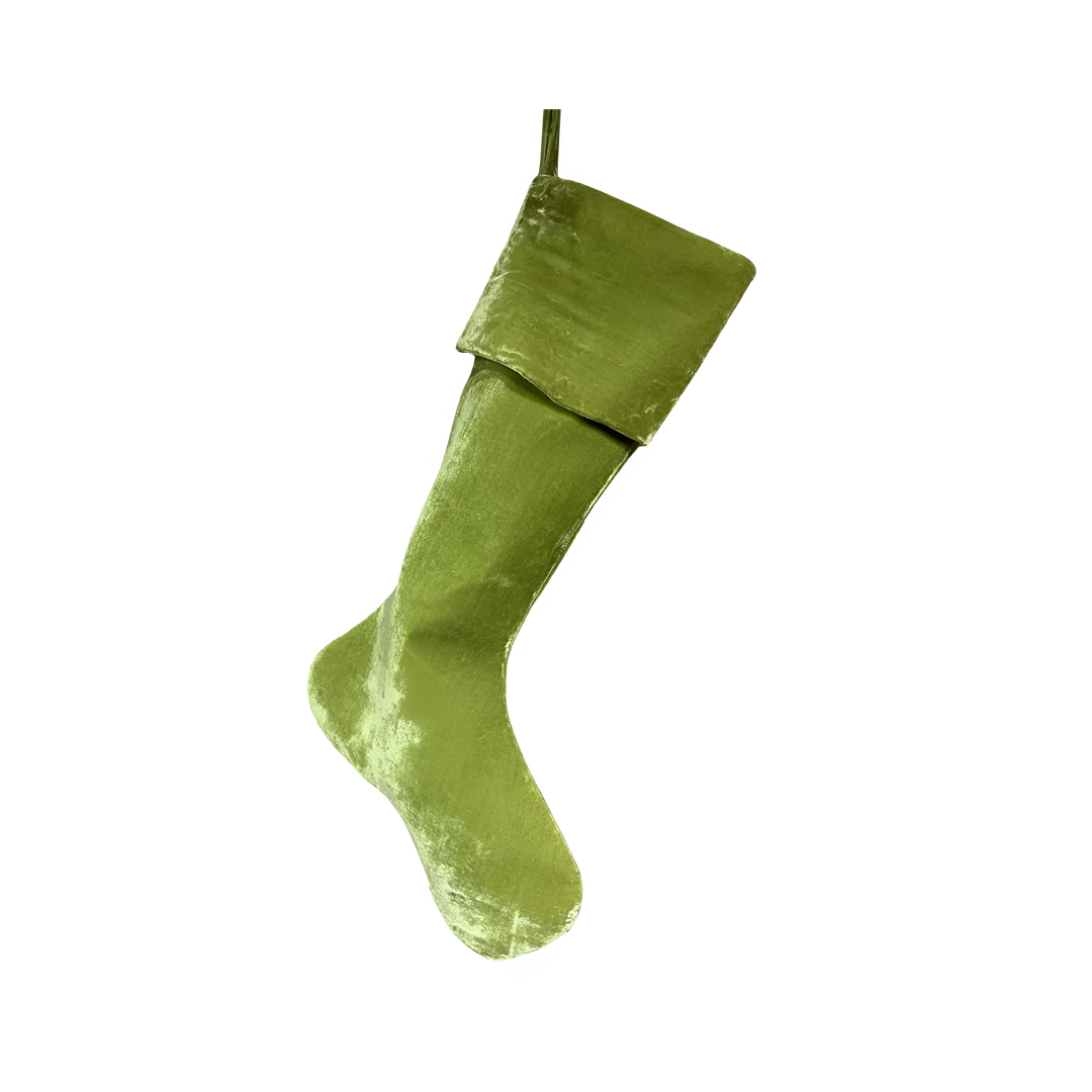 D. Stevens 25 inch Green Velvet Christmas Stocking – luxury oversized velvet holiday stocking for mantels, staircases, and festive décor at Mood by DMJ Lafayette, Louisiana