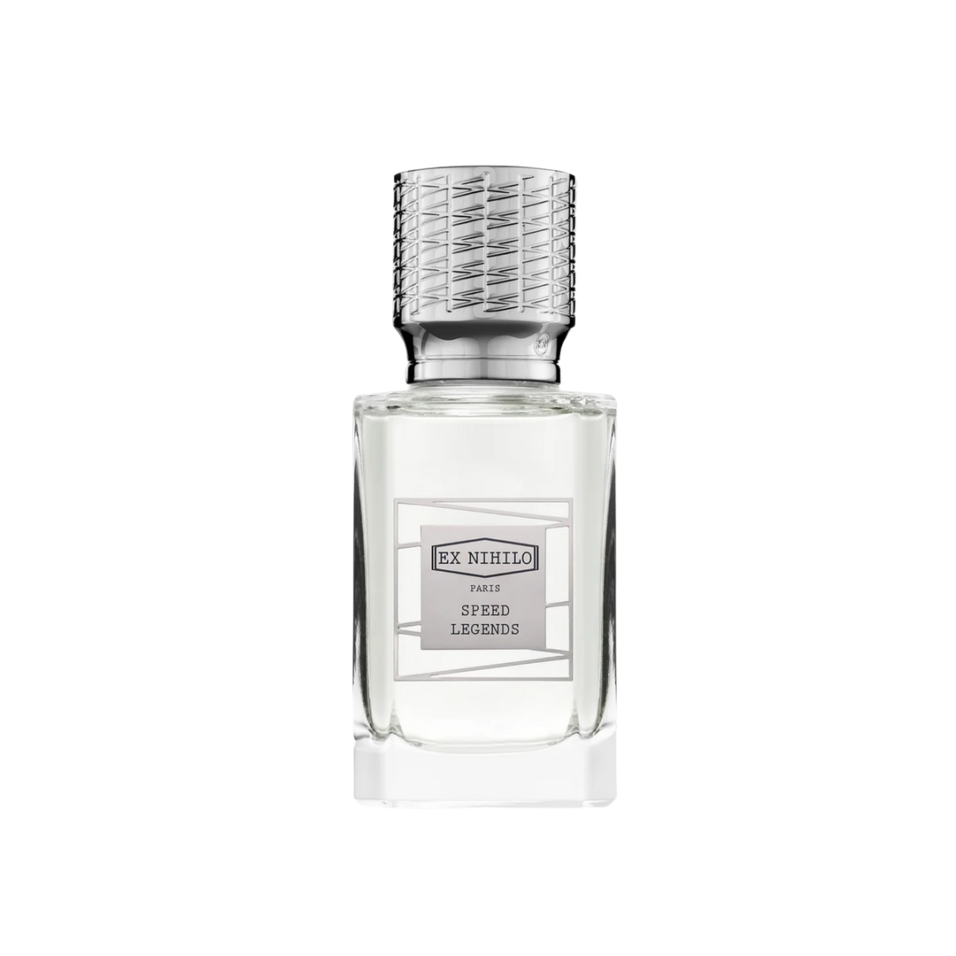 Ex Nihilo Speed Legends Eau de Parfum luxury niche fragrance bottle with bergamot mandarin pink pepper vetiver tonka bean ambery woods notes