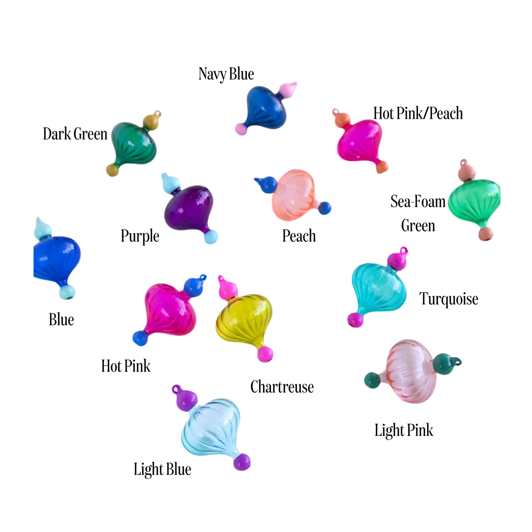 Mood by DMJ Glitterville Small Finial glass Christmas ornament, 4.75-inch elongated tiered design with metallic sheen and whimsical Glitterville style — elegant holiday tree decoration