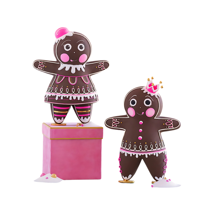 Mood by DMJ Glitterville The Gingers holiday figurines Dipsy and Dough — whimsical gingerbread-inspired Christmas décor with playful personality