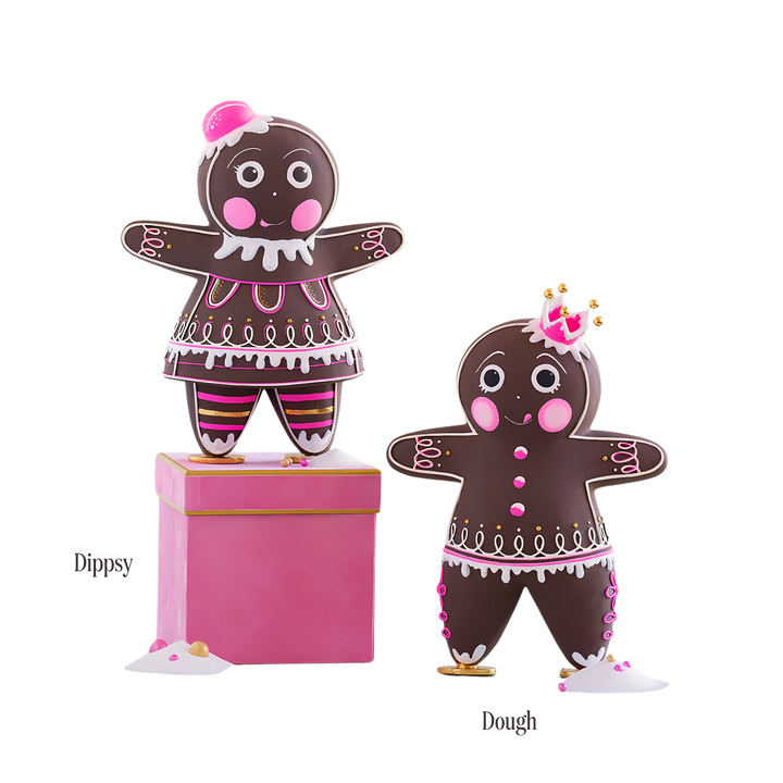 Mood by DMJ Glitterville The Gingers holiday figurines Dipsy and Dough — whimsical gingerbread-inspired Christmas décor with playful personality