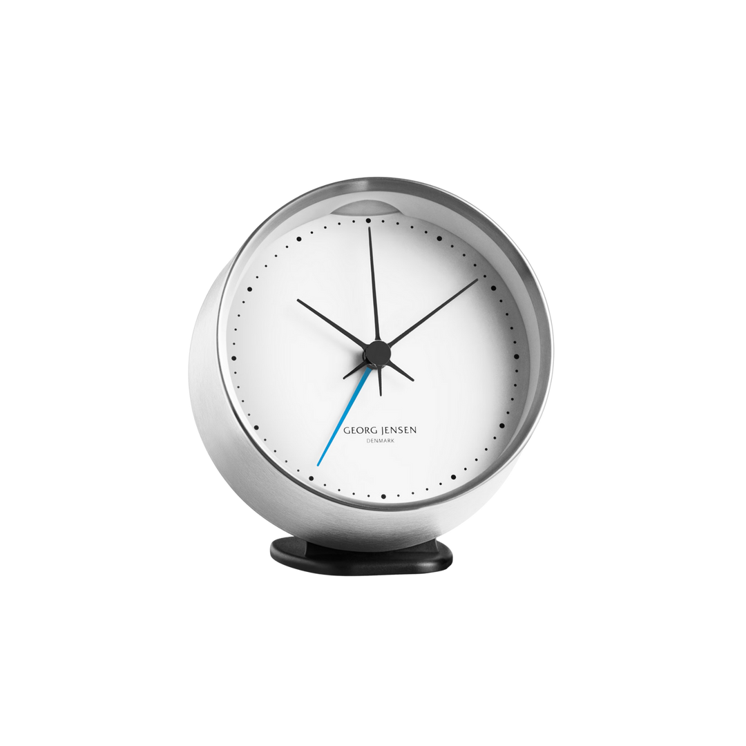 Georg Jensen Koppel stainless steel desk clock with stand at Mood by DMJ modern Scandinavian design accessory
