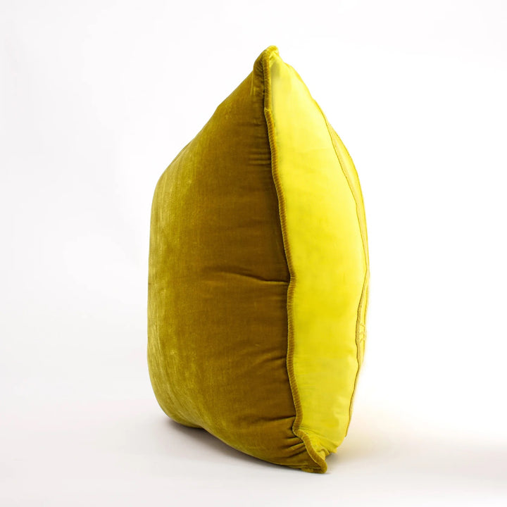 Hunt Slonem chartreuse silk velvet bunny pillow with hand embroidered rabbit motif