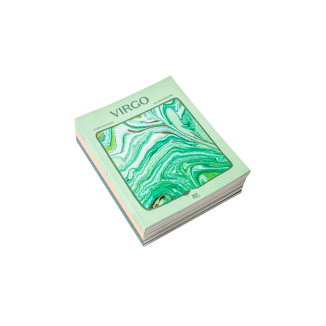 Card with 'Virgo' text and green marble design on a light green background Mood by DMJ in Lafayette, Louisiana