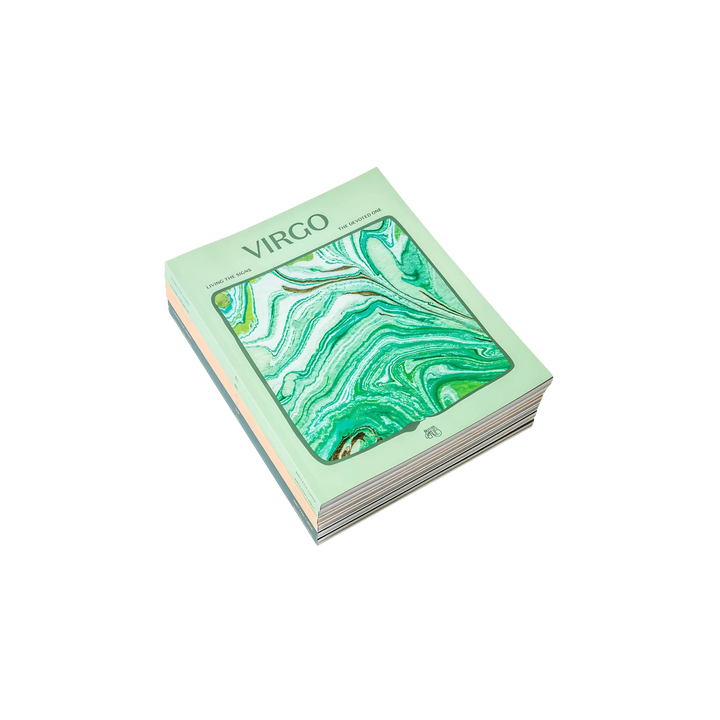 Card with 'Virgo' text and green marble design on a light green background Mood by DMJ in Lafayette, Louisiana