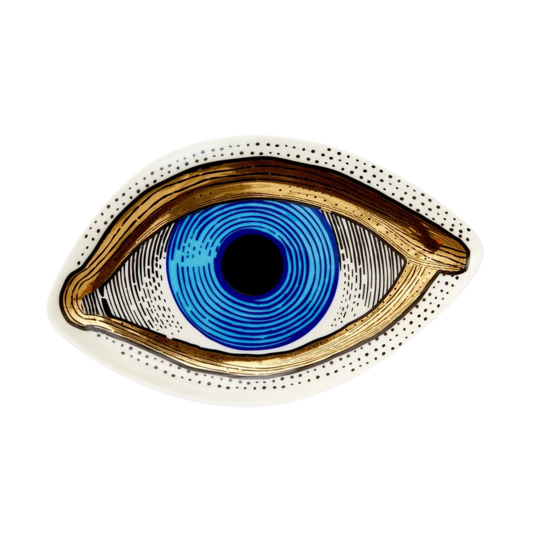 Mood by DMJ Jonathan Adler “Eye Trinket Tray” – baby-blue porcelain with gold trim, surreal chic in Lafayette, Louisiana.