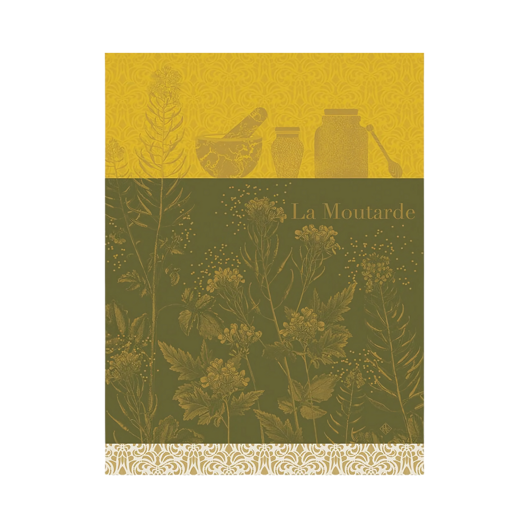 moutardeen fleurs cotton tea towel in yellow - La moutarde Mood 2025