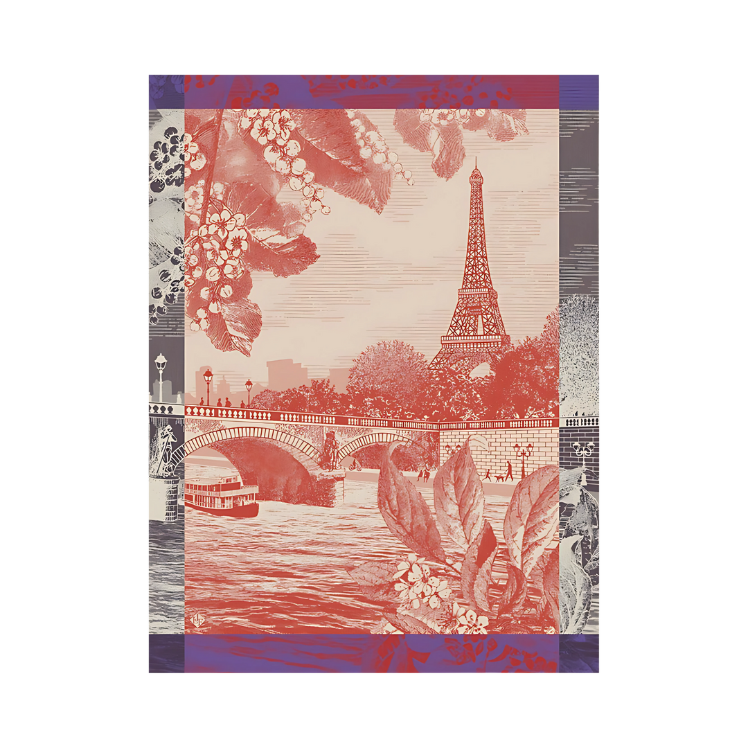 Paris Sur Seine cotton tea towel in red Mood 2025