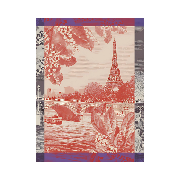 Paris Sur Seine cotton tea towel in red Mood 2025