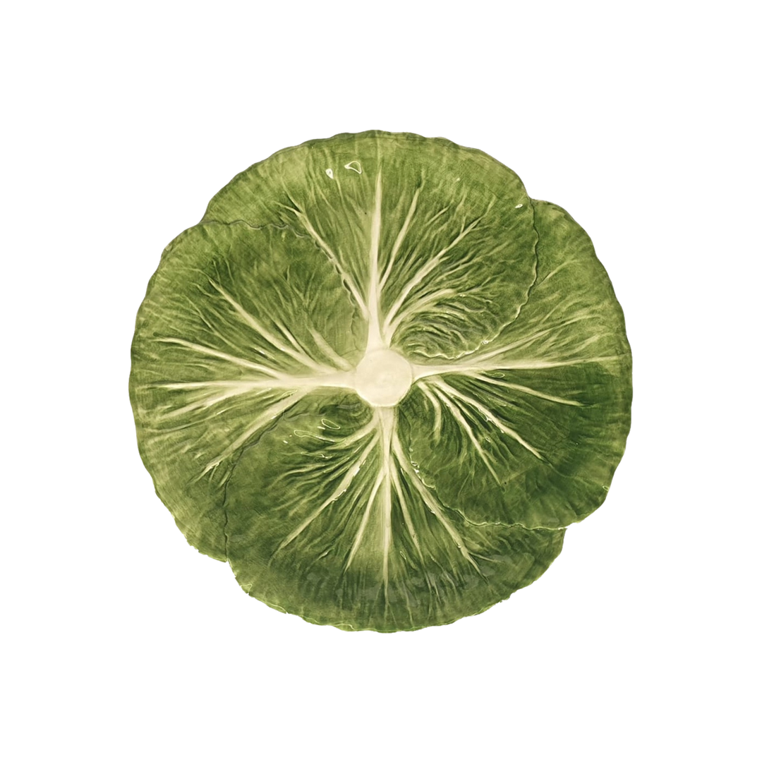 Set of two hand-painted ceramic radicchio dinner plates with cabbage-inspired design by Les Ottomans, available at Mood by DMJ