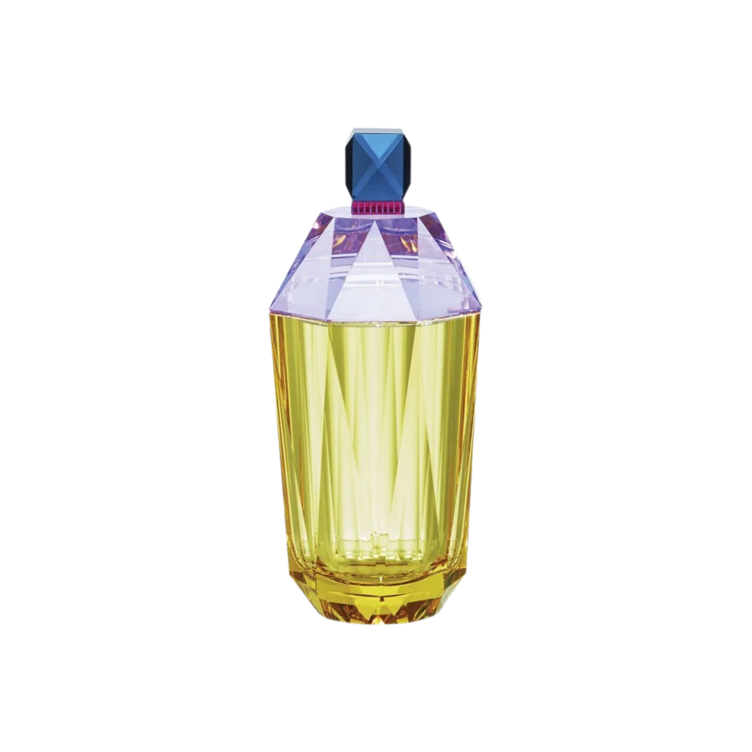 Long Island Bonbonniere by Reflections Copenhagen in yellow hand-cut crystal, decorative luxury container inspired by French boudoir and Hamptons style at Mood by DMJ in Lafayette, Louisiana.