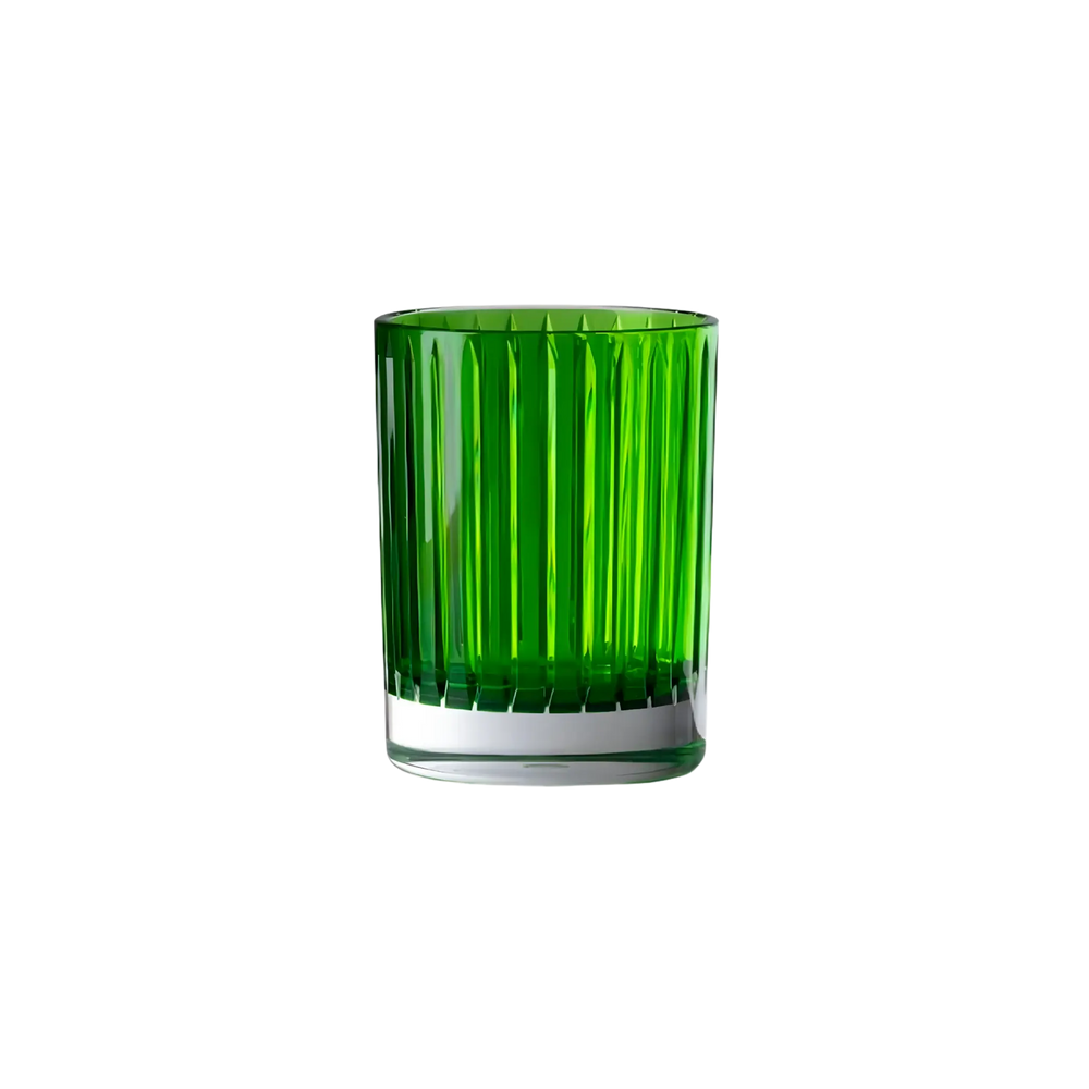 Mario Luca Giusti Green acrylic tumbler with faceted crystal-style design adding color to cocktails and table settings