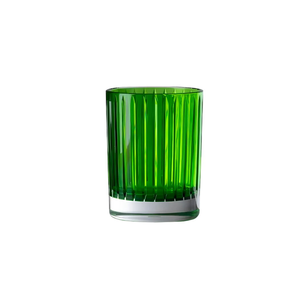 Mario Luca Giusti Green acrylic tumbler with faceted crystal-style design adding color to cocktails and table settings
