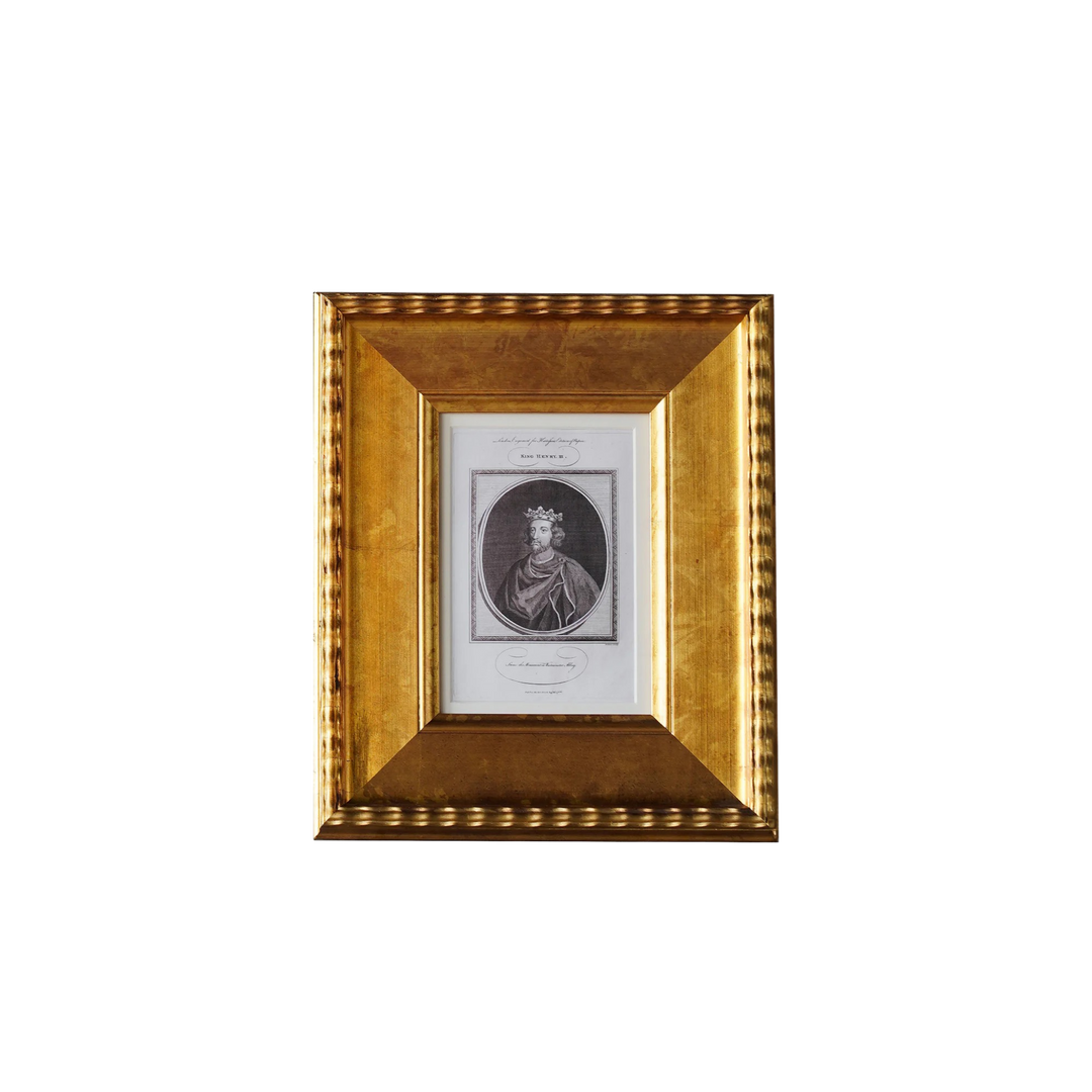 Oxford antique gold matted 5x7 picture frame with vintage nobleman portrait print from Mood by DMJ, decorative Plein Air style frame available online or in store