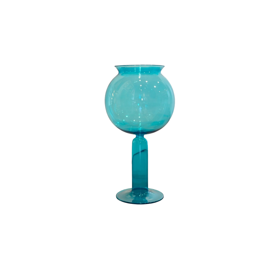 Handblown glass Small Leech Bowl in turquoise styled as sculptural decor centerpiece
