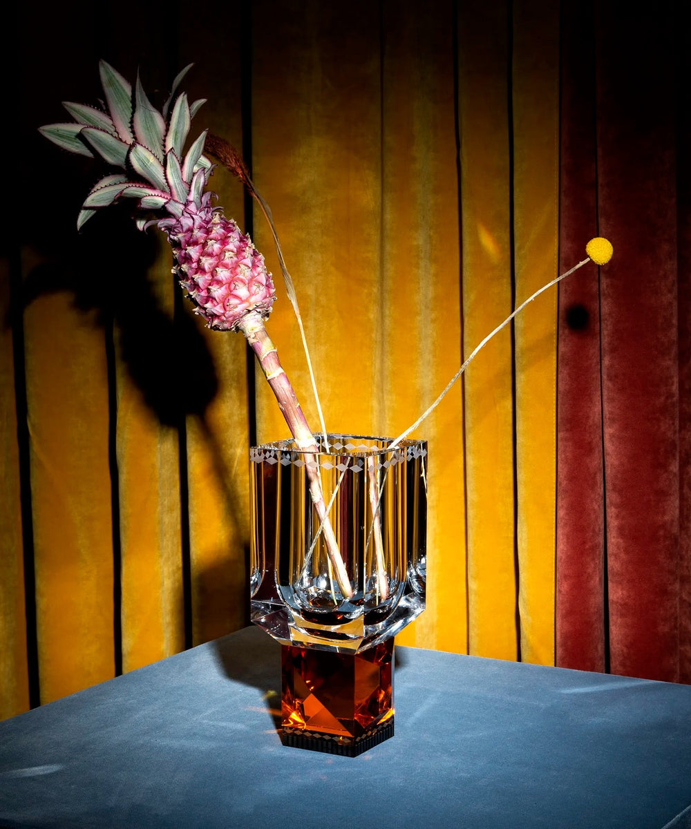 Ohio Vase by Reflections Copenhagen featuring a hand-cut crystal design with faceted stem and elongated bowl – Mood by DMJ Lafayette, LA.