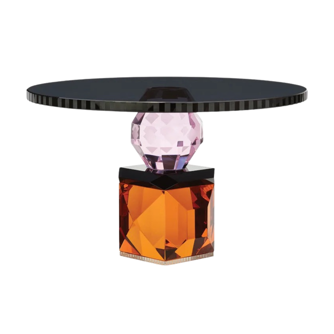 Mood by DMJ Reflections Copenhagen “Savannah Tray” – crystal cake/serving tray, crisp geometry & black plate in Lafayette, Louisiana