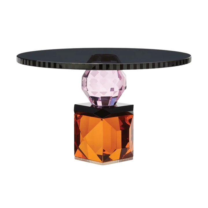 Mood by DMJ Reflections Copenhagen “Savannah Tray” – crystal cake/serving tray, crisp geometry & black plate in Lafayette, Louisiana